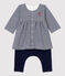 Baby-Kleid mit Leggings aus Bio-Baumwolle für Mädchen blau SMOKING/weiss MARSHMALLOW